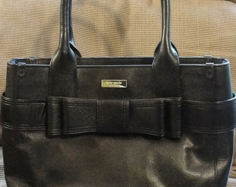 Kate Spade Black Leather Bow Handbag