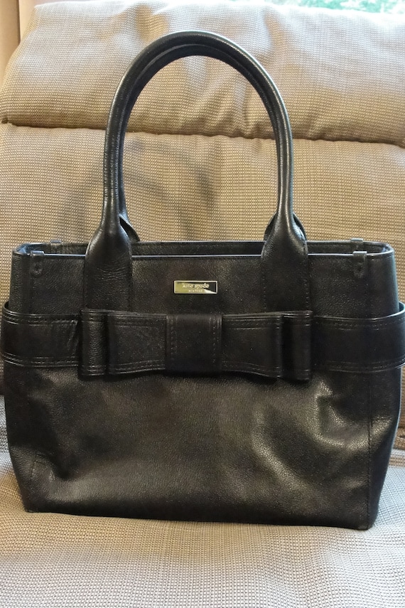 Kate Spade Black Leather Bow Handbag