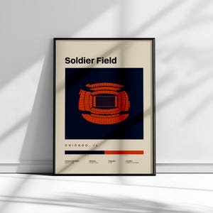 Chicago Bears Poster, Soldier Field Poster, Sports Art, Football Prints, NFL Wall Art, Minimalist Office Art, Modern Sports Prints,