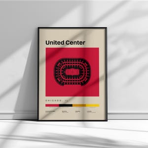 Chicago Blackhawks Poster, United Center Poster, Sports Art, Hockey Prints, NHL Wall Art, Minimalist Office Art, Modern Sports Prints