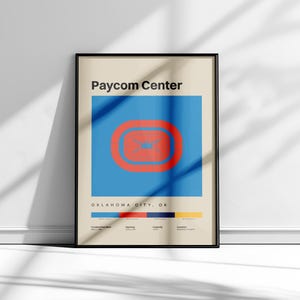 Oklahoma City Thunder Poster, Paycom Center Poster, OKC Thunder Art, Basketball Prints, NBA Wall Art, OKC Art, okc Thunder