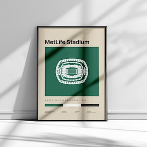 New York Jets Poster, MetLife Stadium Poster, Sports Art, Football Prints, NFL Wall Art, Minimalist Office Art, Modern Sports Prints