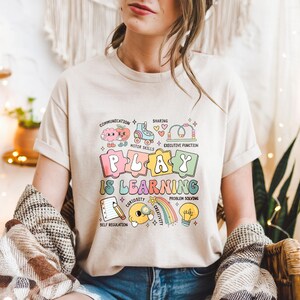 Preschool Teacher Shirt, Play Is Learning T-Shirt, Back to School Gift, Cute Early Education Tee, Kindergarten Teacher Gift, Unisex Heavy