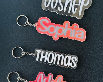 Acrylic Keychain Personalized, Custom Name Charm, School Tag, Backpack, Diaper Bag Tag, Lunchbox Accessories
