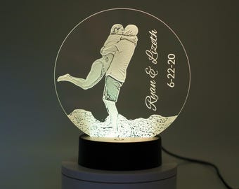 Custom Engraved Photo LED Lamp, Engagement Gift
