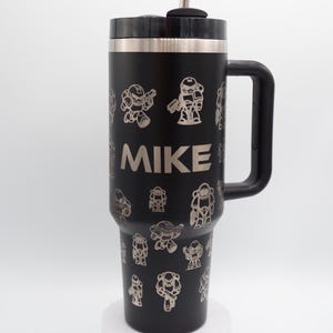 Space Marine fun laser-engraved unique 40oz Stainless Steel Insulated Tumbler with customized name.