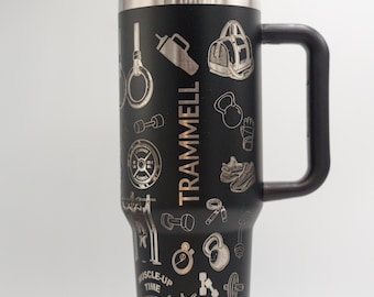 Mens CrossFit / Workout Personalized Tumbler, 40oz Insulated Stainless Steel