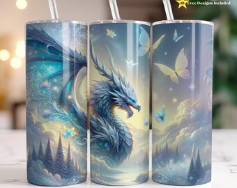 Dragon Tumbler Wrap, 20oz Skinny Sublimation Design, Digital Download