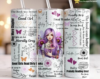 Book Lover Quotes and Phrases 20oz Tumbler Wrap, Dark Romance Book Lover Tumbler, Digital Download