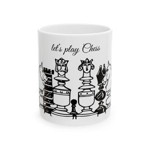 Chess Lovers Ceramic Mug - &quot;Let&#39;s Play Chess&quot; - Perfect Gift for Players, Game Nights, Birthdays, and Holidays