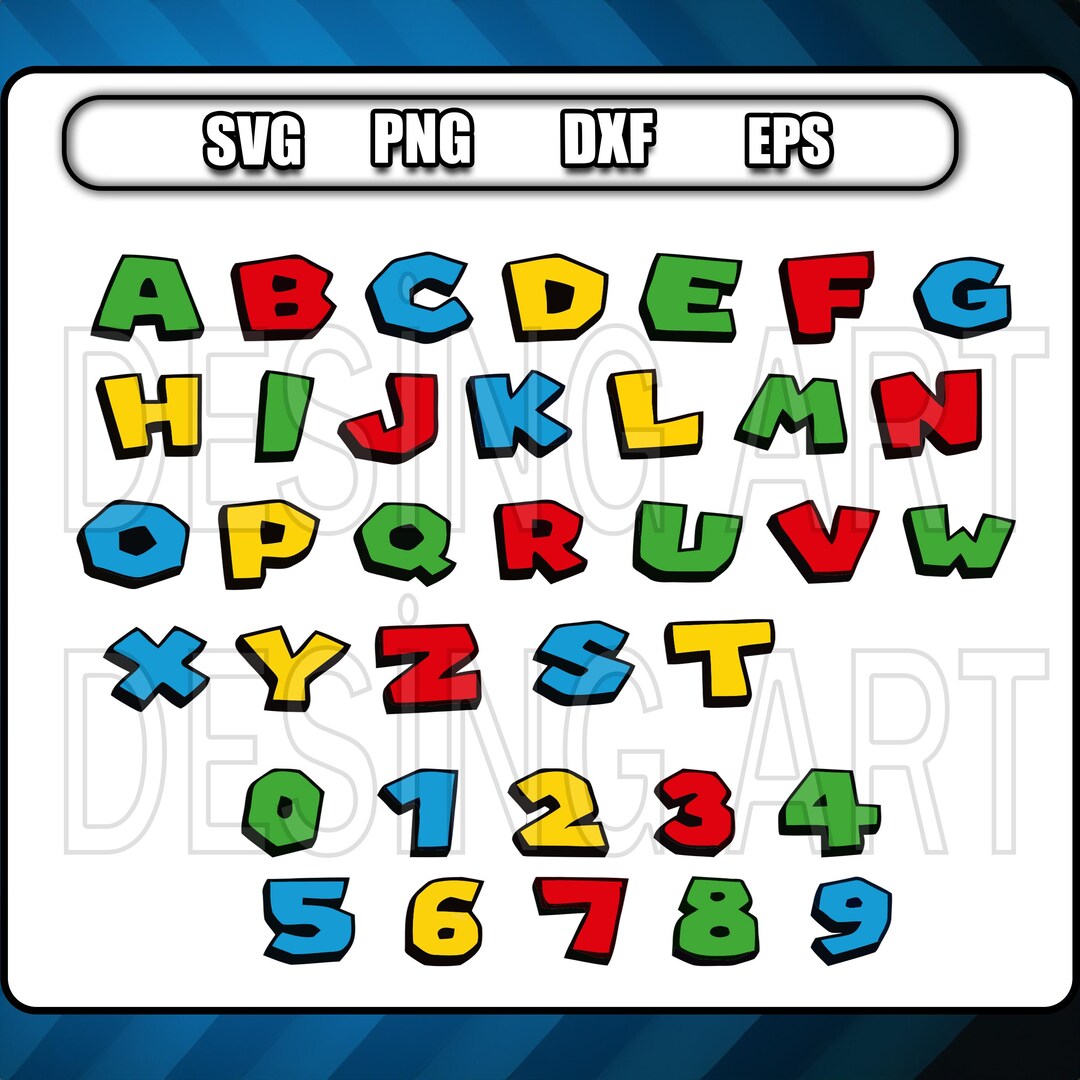 Super Mario Font, Mario Font, Super Mario Letters, Super Mario Font Svg, Super Mario Font Cricut ...