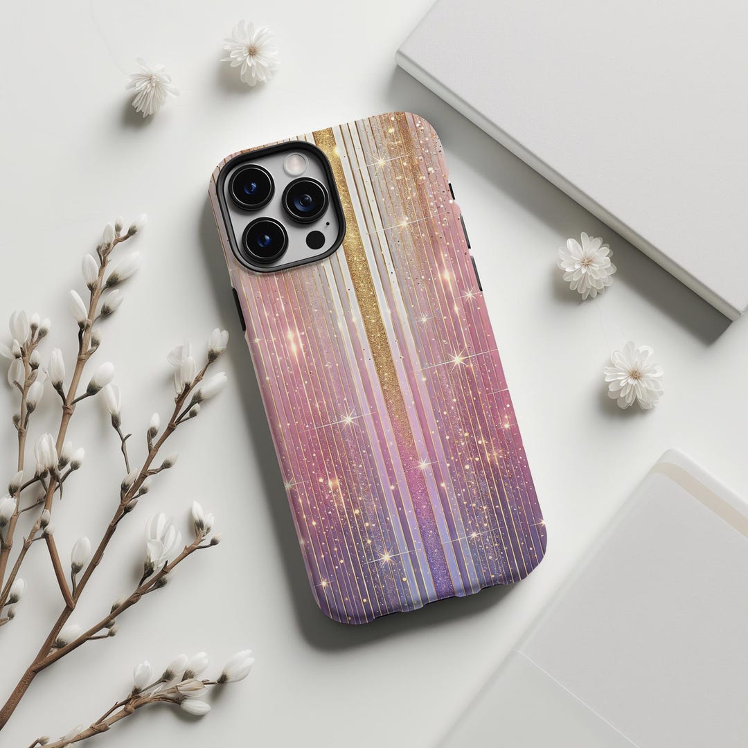 Pink Pastel Sparkling Gradient Phone Case Pink Stripe Phone Case For 