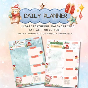 EDITABLE Kawaii Digital Daily Planner 2026 | Undated Schedule, Featuring calendar  (Digital Download)