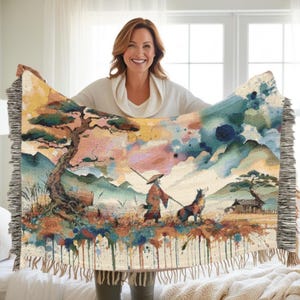 Artistic Woven Blanket - Cozy Tapestry for Home Decor, Perfect Gift for Nature Lovers, Bohemian Throw Blanket, Unique Wall Art, Beautiful