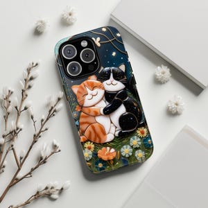 Playful Cat Phone Case, Cute Cat Phone Case for iPhone 16,15, 14, 13, 12, 11, XR, XS, 8, 7 Pro Max Mini Plus, Samsung and Google Pixel