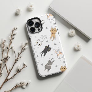 Playful Cat Phone Case, Cute Cat Phone Case for iPhone 16,15, 14, 13, 12, 11, XR, XS, 8, 7 Pro Max Mini Plus, Samsung and Google Pixel