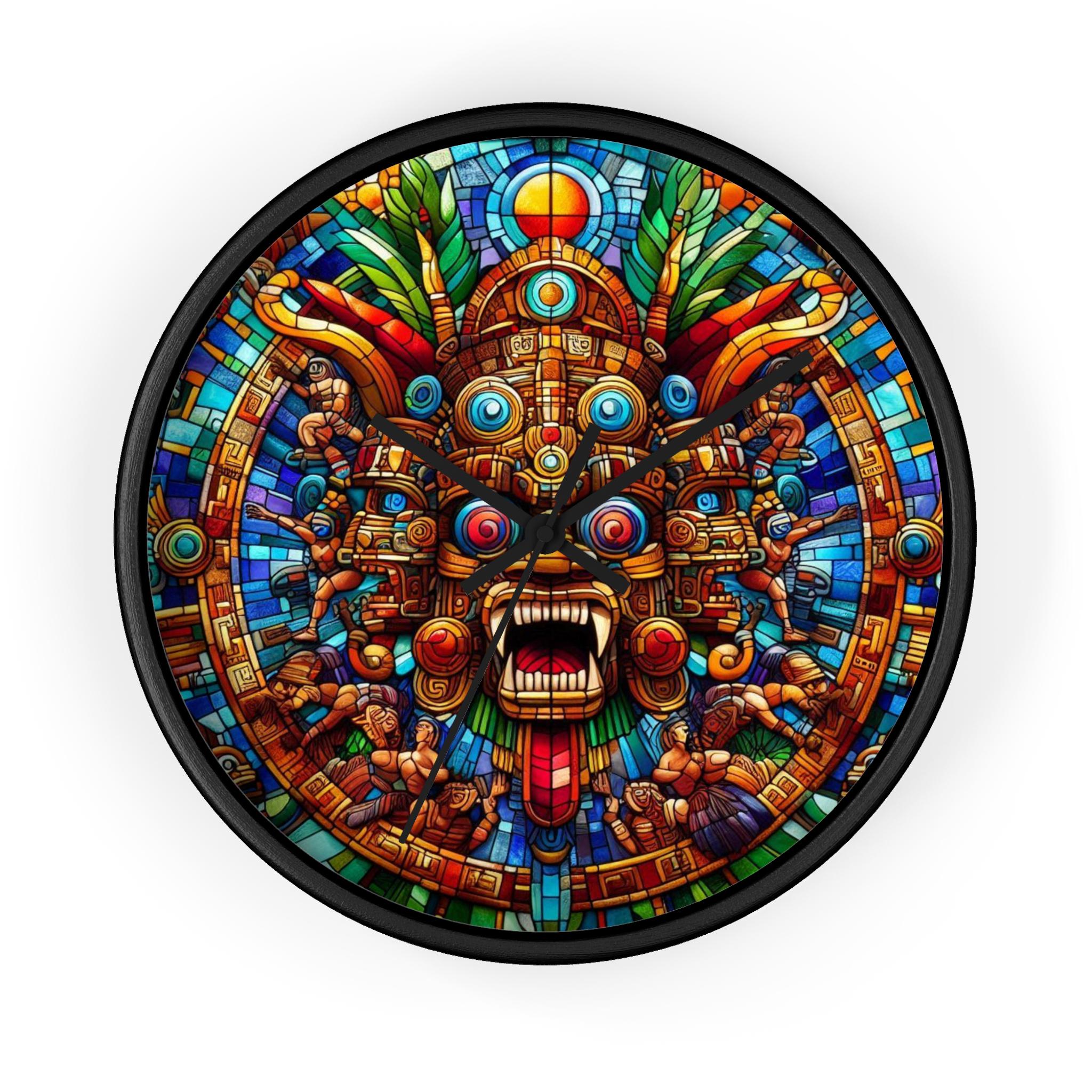 Aztec Sun God Wall Clock | Colorful Home Decor | Perfect for Boho Style, Unique Gift, Tribal Art, Office Wall Decor, Vintage Vibe