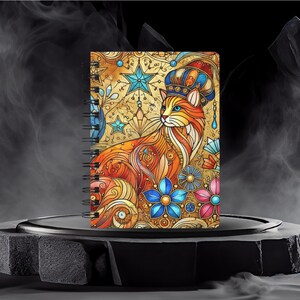 Orange Tabby Cat Sultan in Morocco Spiral Bound Journal, Glossy and Hard Cover, 150 pages,  Size 5&quot;x7&quot;