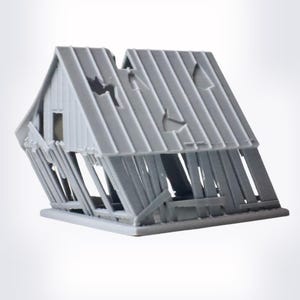 HO Scale Weathered Barn Shack - 1:87 Model for Railroad Sets - Rustic Dilapidated Farmhouse Diorama Accessory