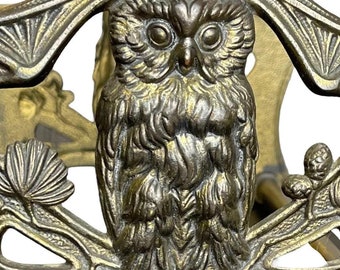 Antique Solid Brass Owl Letter Holder or Bookend - Judd Mfg Co C1920s