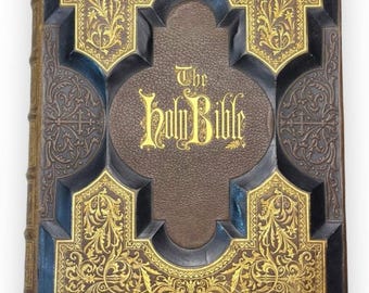 Leather Bound Hard Cover New & Old Testament Family Bible A J Holman and Co Philadelphia C1800s