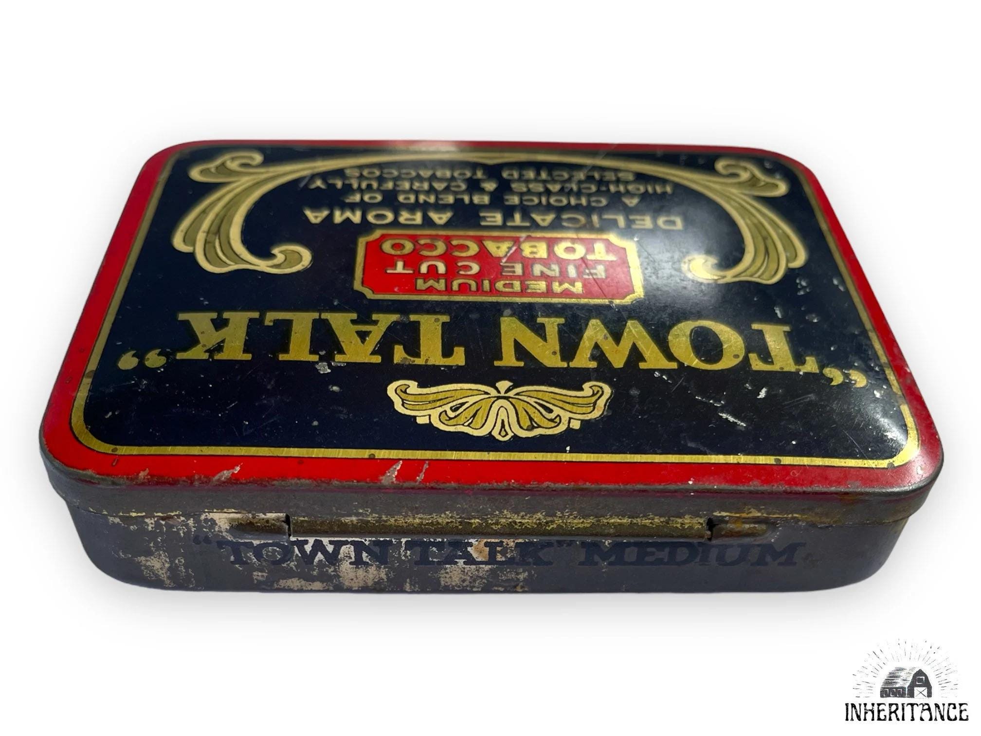 town talk tobacco tin Town Talk Medium Fine Cut Tobacco Tin - Incredible Condition - Tobacco Tin  - C1910s