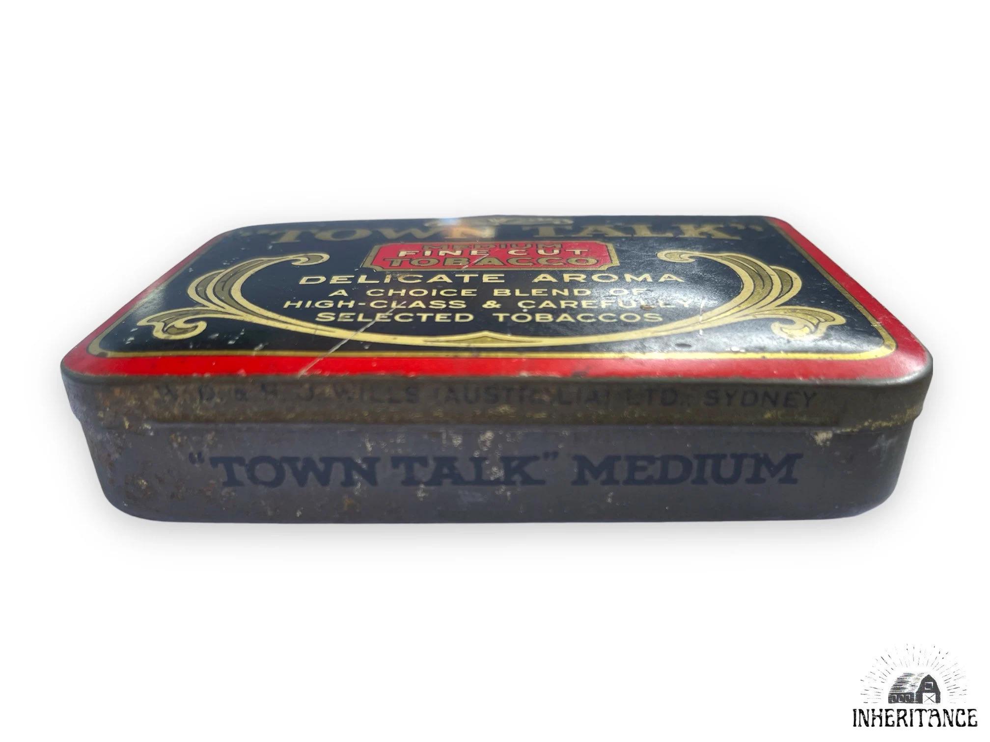 Town Talk Medium Fine Cut Tobacco Tin - Incredible Condition - Tobacco Tin  - C1910s