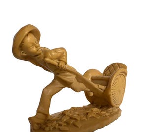 VintageSolid Resin Rickshaw Boy Japanese