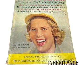 Revista Cosmopolitan 1958 - Número especial Número especial de 1958 Deportes de por vida Judy Frank Campeona de golf - Cosmo C1950s