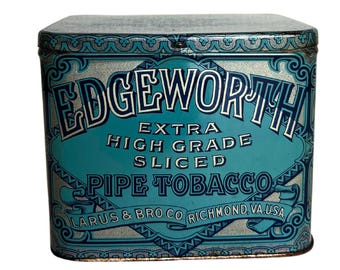 Antique Edgeworth Extra Plug Slice Pipe Tobacco Tin, empty, from the 1890s, made in the USA | Spectacular Condition!