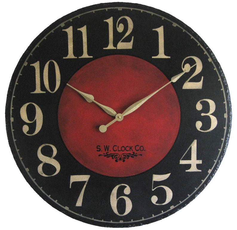 Large Wall Clock 36 inch Marseille personalized round dark ...