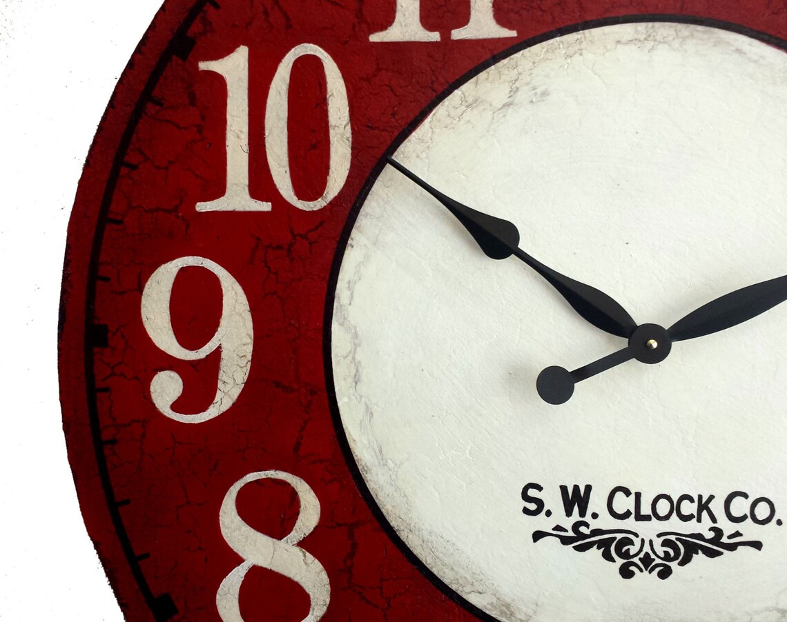 36 inch Devonshire Large Wall Clock Antique style Red Cream Etsy