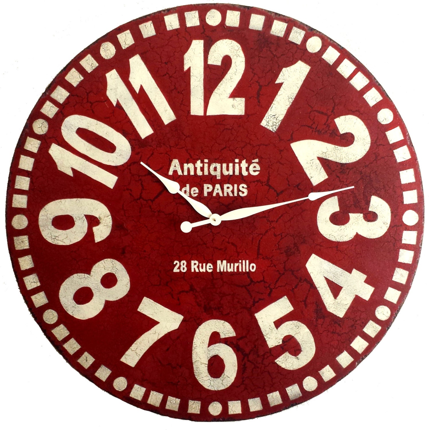 Large Wall Clock 36 inch Red Murillo PARIS tuscan antique Etsy