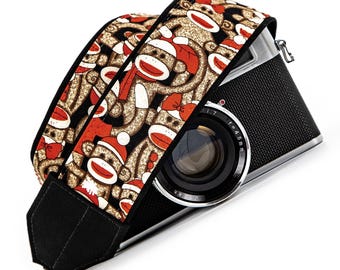 Sock Monkey Camera Strap, dSLR, SLR, Mirrorless