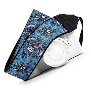 Blue Paisley Camera Strap, DSLR, SLR,  Mirrorless