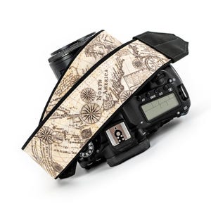 Old World Map Camera Strap, fits dslr, slr and mirrorless