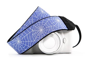 Spider Web Camera Strap, Embroidered, Periwinkle Blue, for dslr, slr, mirrorless Cameras or Binoculars