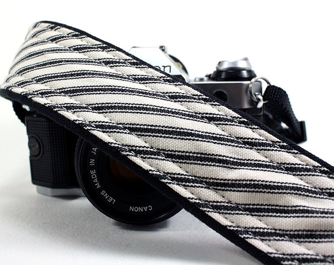 Striped Dslr Camera Strap Pocket SLR Black White Etsy