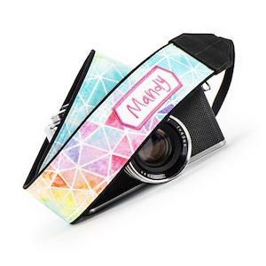 Rainbow Geometric Personalized Camera Strap, for dslr, slr, mirrorless