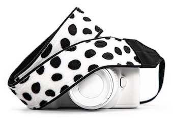Dalmatian Camera Strap, Faux Fur, for dslr, slr or Mirrorless