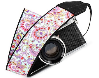 Aqua Paisley Camera Strap, dslr, slr, Mirrorless
