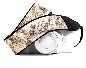 Camera Strap, Old World Map, fits dslr, slr and mirrorless Cameras