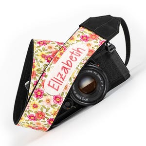 Personalized Floral Camera Strap, for dslr, slr or mirrorless