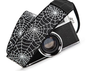 Correa para cámara, telaraña, brilla en la oscuridad, para cámaras DSLR, SLR y sin espejo