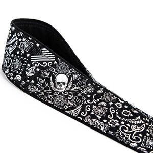 Black Bandana dSLR Camera Strap, American Flag, Skulls image 6