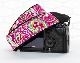 Hot Pink Paisley dSLR Camera Strap