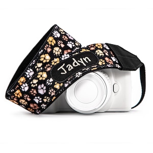 Personalized Camera Strap, Paw Prints, fits dslr, slr and Mirrorless Cameras