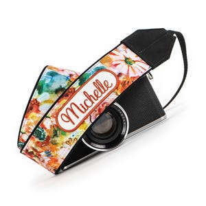 Personalized Camera Strap, Floral Watercolor, for dslr, slr, mirrorless