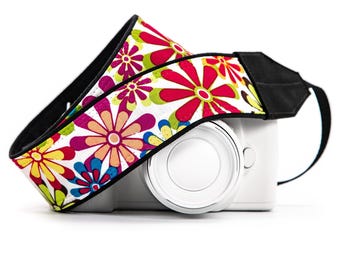 Camera Strap, Retro Floral, for dslr, slr, mirrorless Cameras and Binoculars