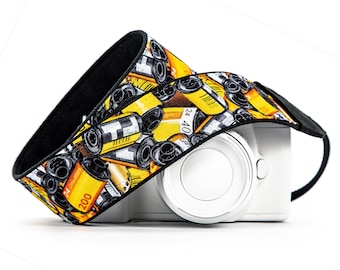 Camera Strap, 35mm Film Roll Print, dslr, slr, mirrorless